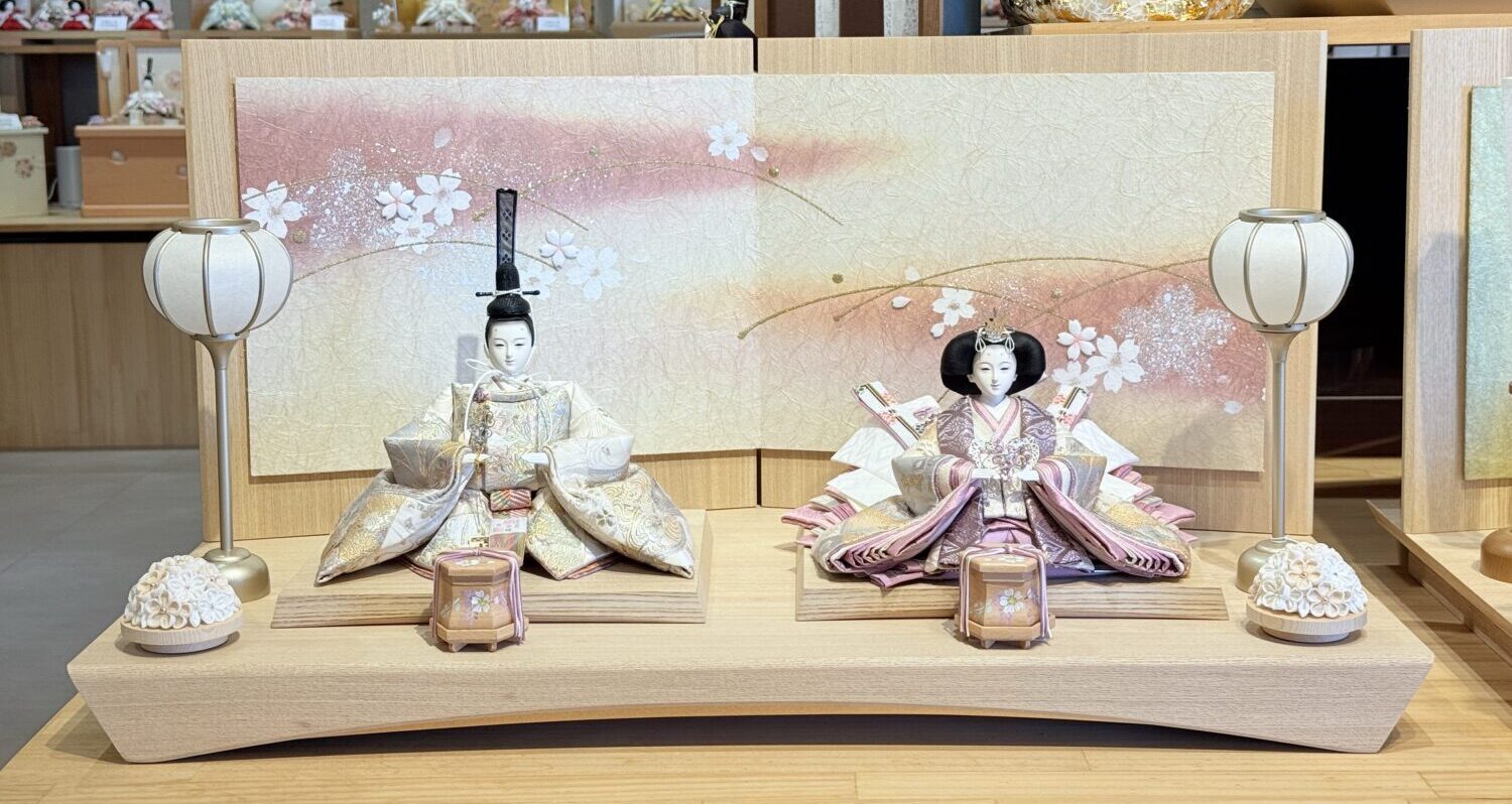 望月龍翠作　正絹袋帯　麻和紙屏風親王飾りの画像