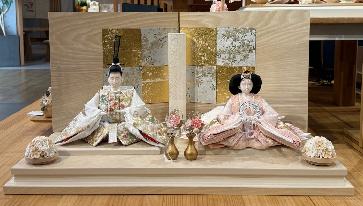 田村芙紗彦作　桜刺繍　市松文様親王飾りの画像